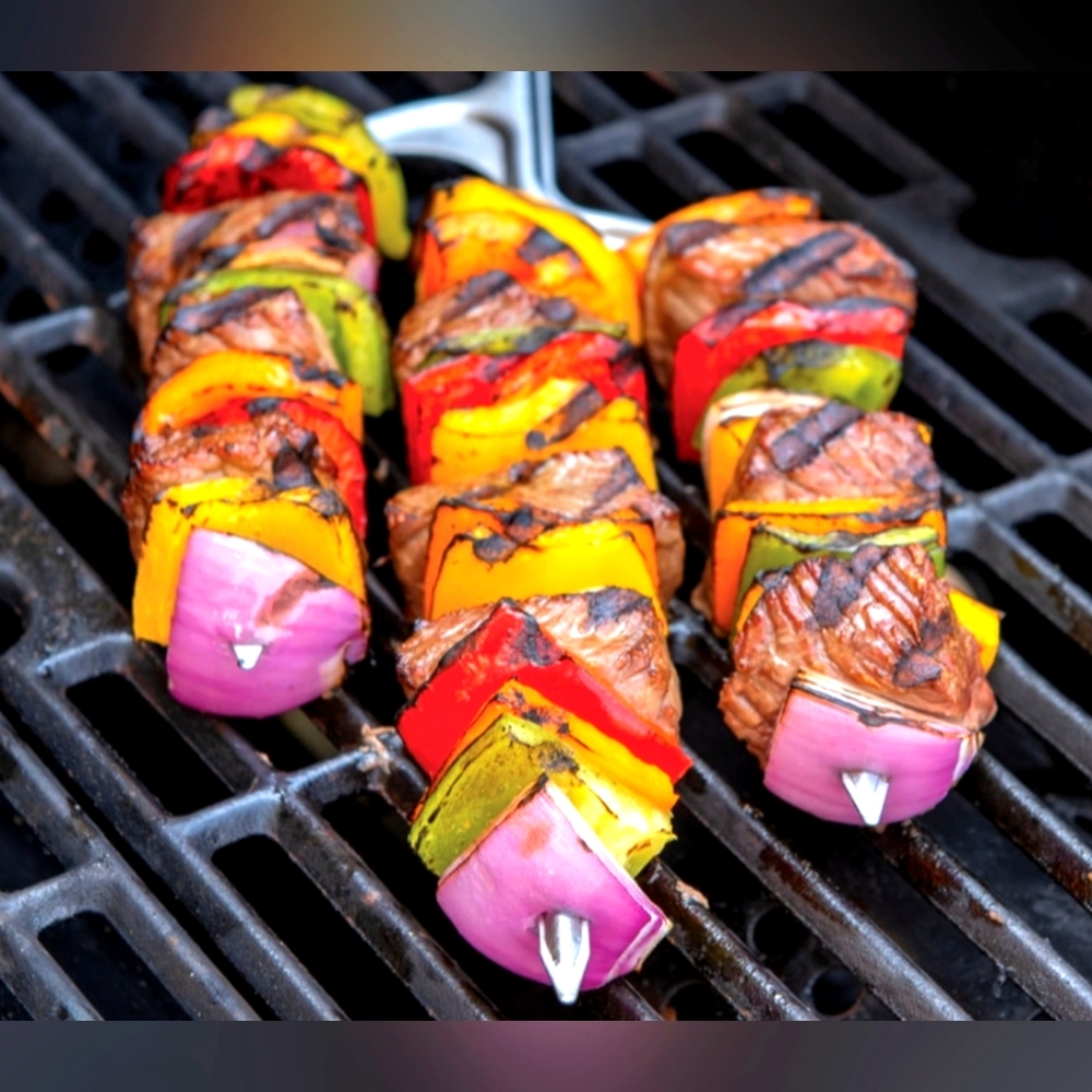 Nordic Ware Cactus Kebab Nonstick Wide Flat Prongs hold food better on the grill